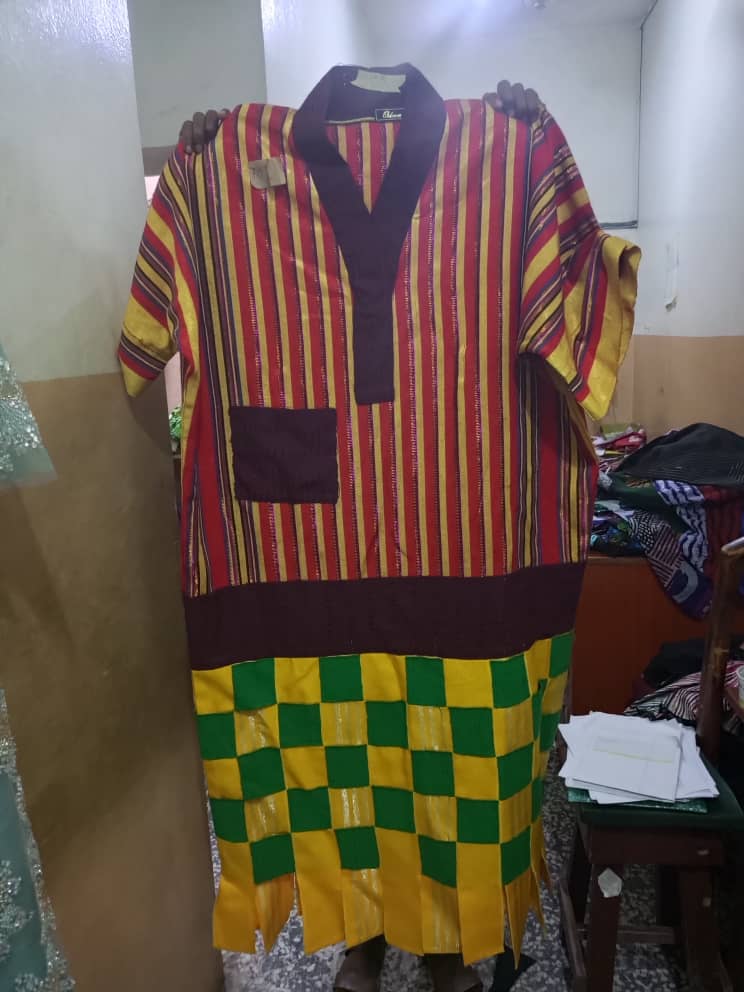Aso-oke kaftan gown with basket detailing